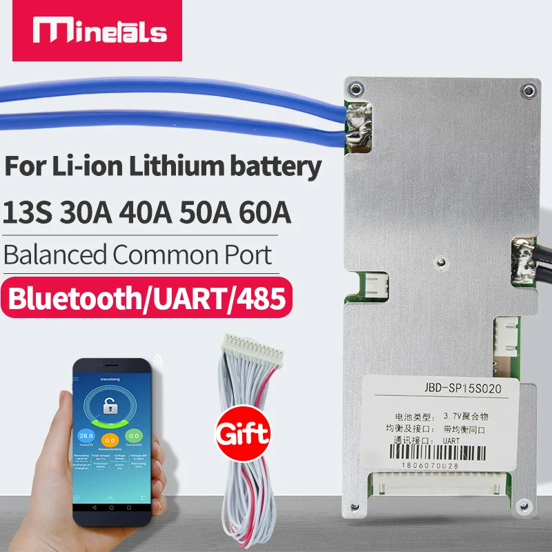 13S литиевый аккумулятор BMS 48V smart bluetooth 485/UART ternary 18650 полимерная Защитная Плата