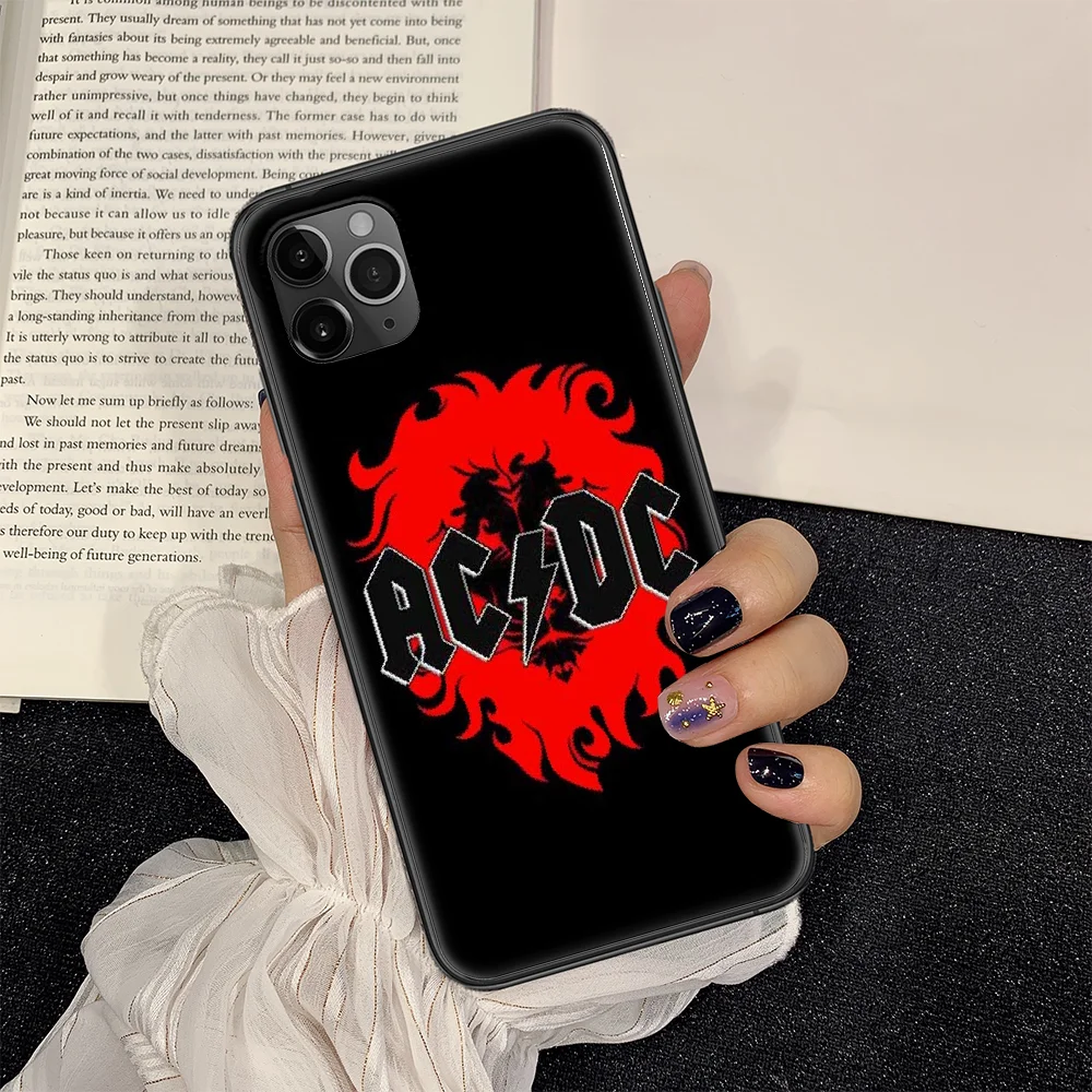 

Ac Music Dc Rock Band Phone Case Cover Hull For iphone 5 5s se 2 6 6s 7 8 12 mini plus X XS XR 11 PRO MAX black painting hoesjes