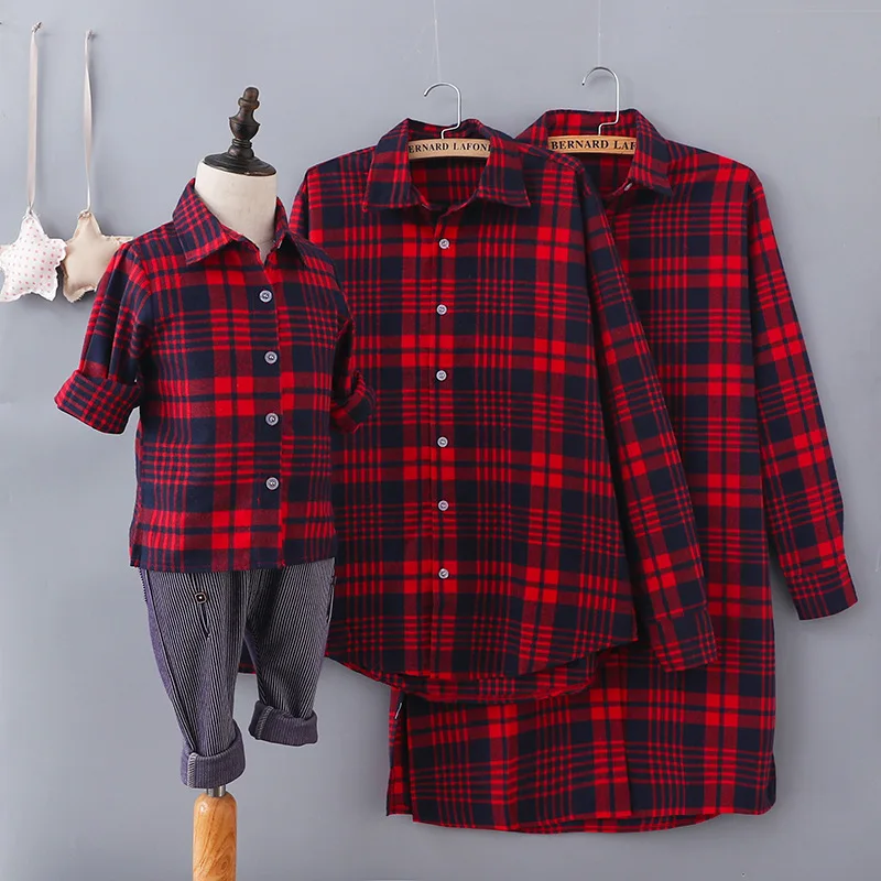 Женская рубашка в шотландскую клетку подходит для семьи|Сочетающаяся одежда