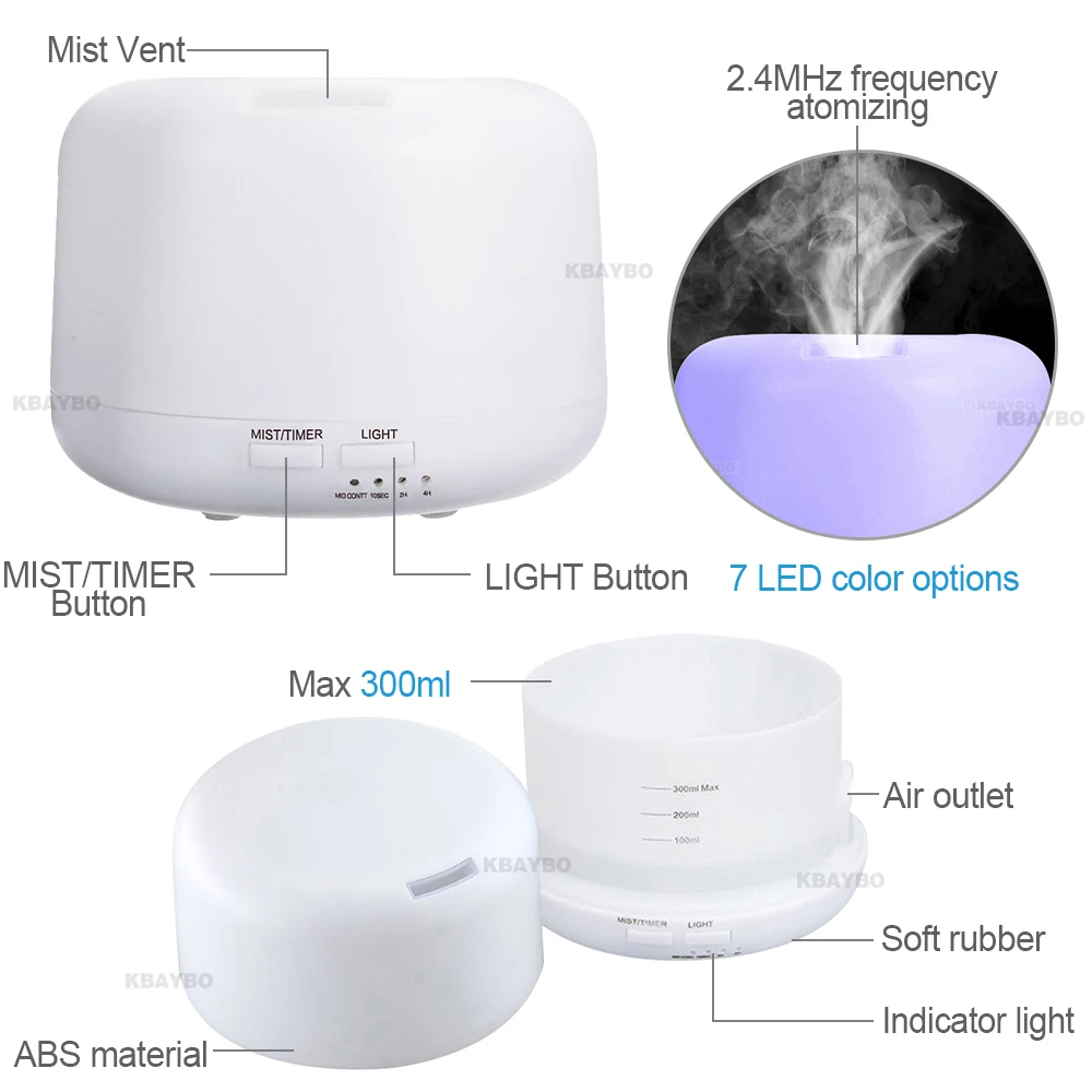 300 мл Ароматический диффузор с эфирными маслами ультразвуковой увлажнитель