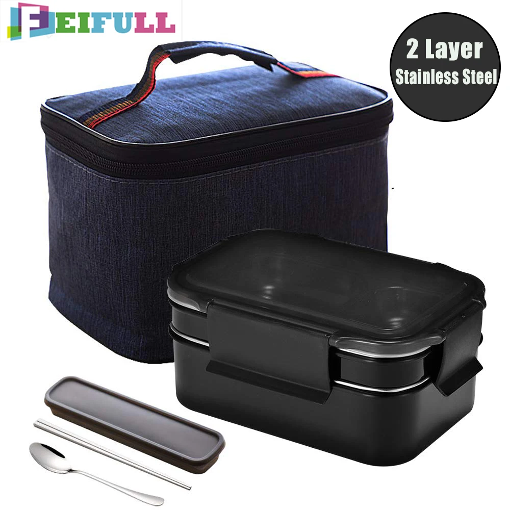 Ланч бокс 2 слоя 304 из нержавеющей стали термо Бенто пищевой контейнер офисный
