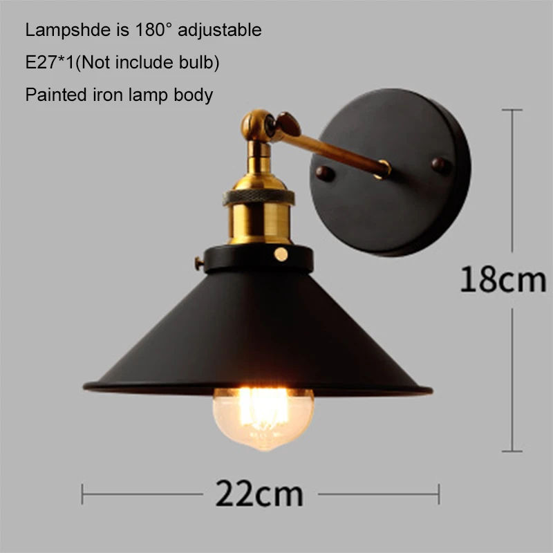 

Vintage Wall Lamp Industrial Bedside Antique Wall Lights Retro Iron Wandlamp For Bedroom Living Room Balcony Bar E27 wall light