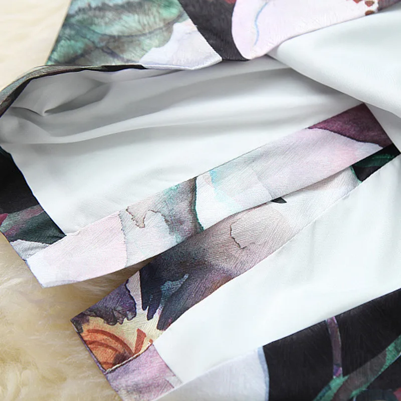 

2020 Fashion Summer Runway Suit Women Short Sleeve Black Shirt and Floral Print Pencil Skirt Two Piece Sets