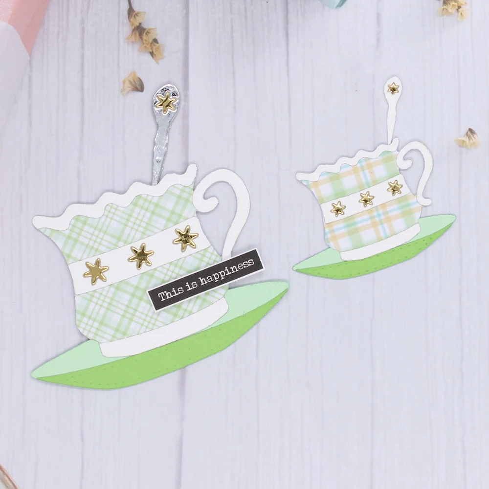 KSCRAFT два размера винтажная чайная чашка металлические штампы трафареты для