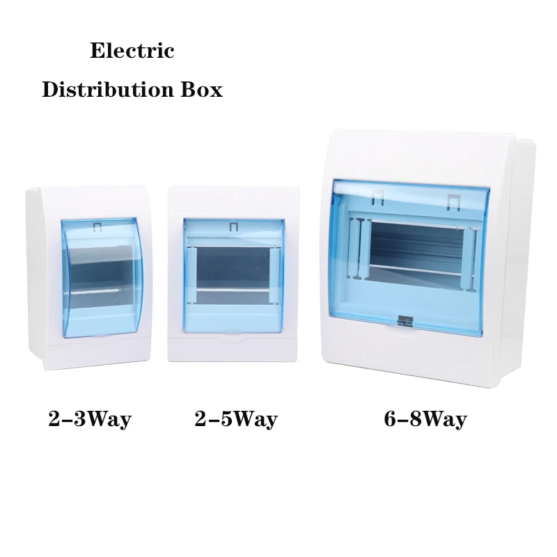

2-3/2-5/6-8 Ways Circuit Breaker Distribution Protection Box Indoor Wall Mount Plastic Box With Electric Transparent Cover