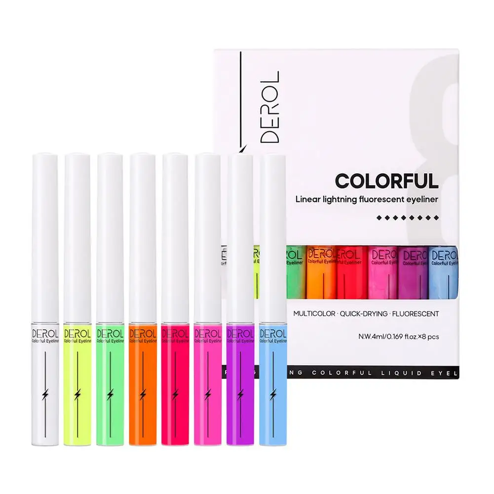 

8 Colors Liquid Glitter Eyeliner Fluorescent Effect and Thicker Soft Eyeliner Colorful Liquid Eyeliner Pens for Friends and Girl