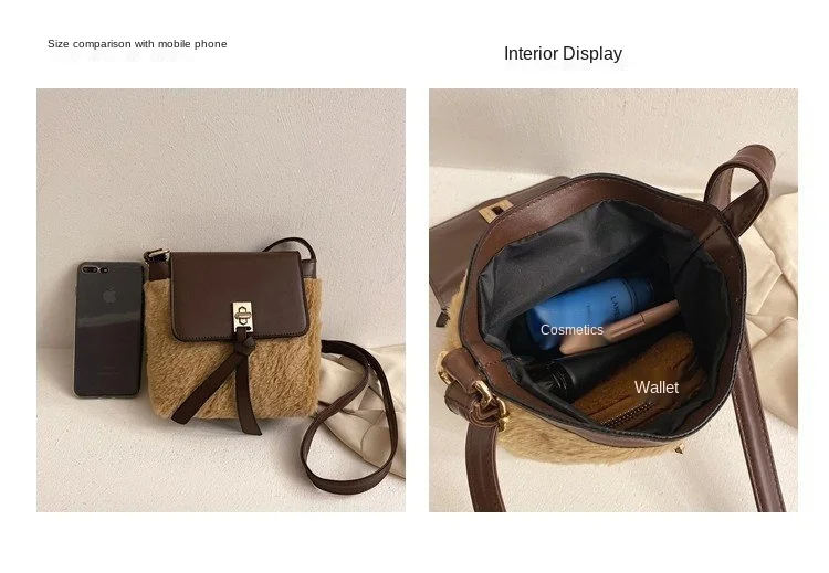 

Women's Messenger Bag 2020 New Style Plush Bag Korean-Style One-Shoulder Mini Bag Women's Plush Square Sling Bag
