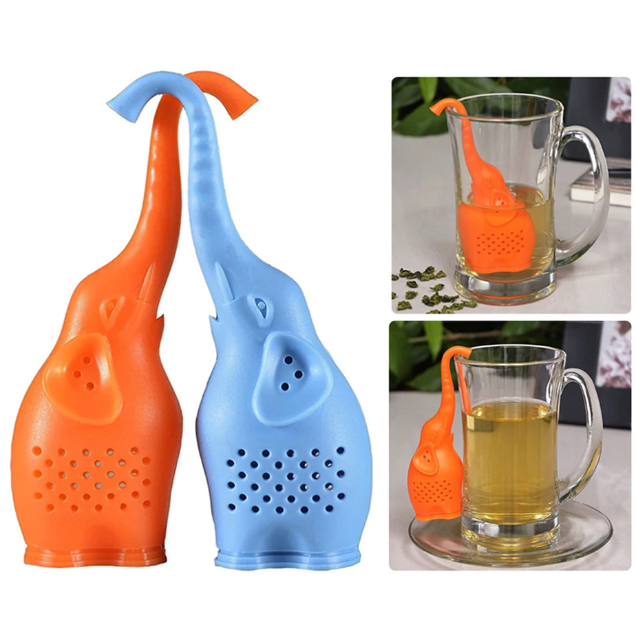 1 шт. Мультфильм Форма слона пакетики для чая Смазливая Силиконовый ситечко