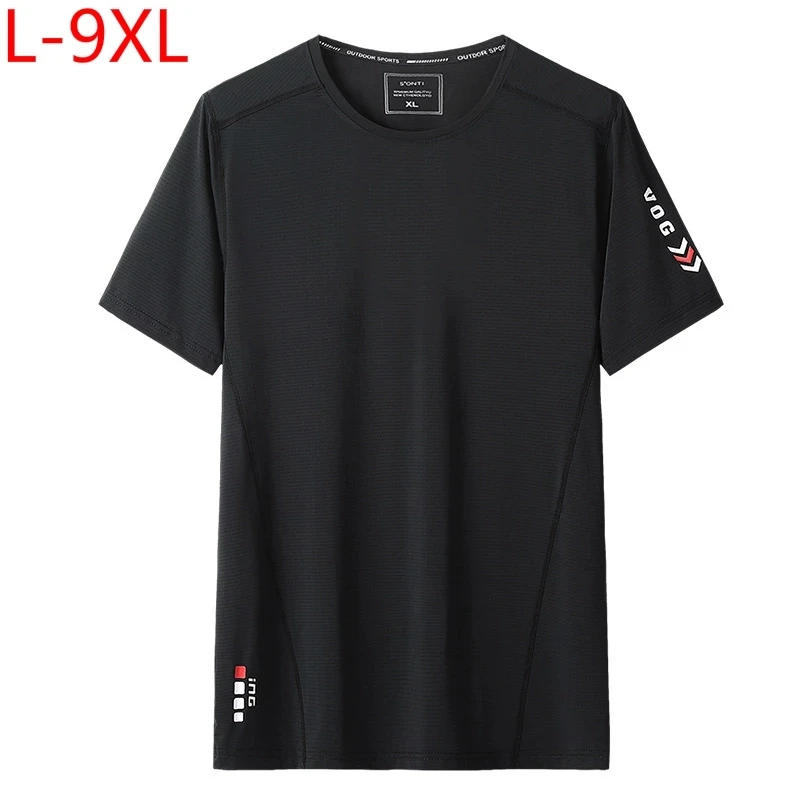 

Super Large Size L-9XL Quick Drying Summer Cool Men High Quality Soft Black Short Sleeve T-shirt Man Blue T-shirts Tees Tops