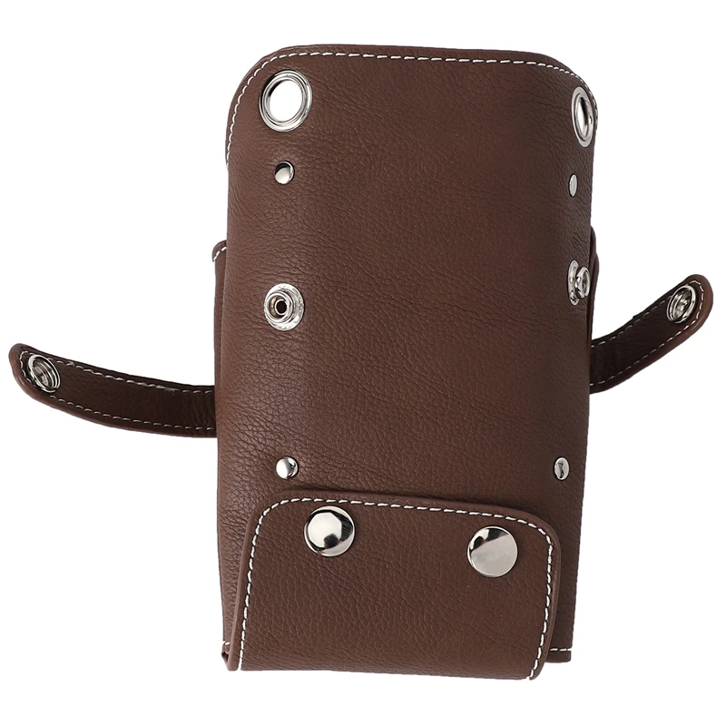 Brown Leather Hair Style Scissors Tools Clips Bag Hairdressing Pouch Case Scissor with Waist Shoulder Belt Accessory |