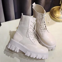 spring and summer 2020 new boots womens thin breathable thick bottom muffin british mid heel short boots