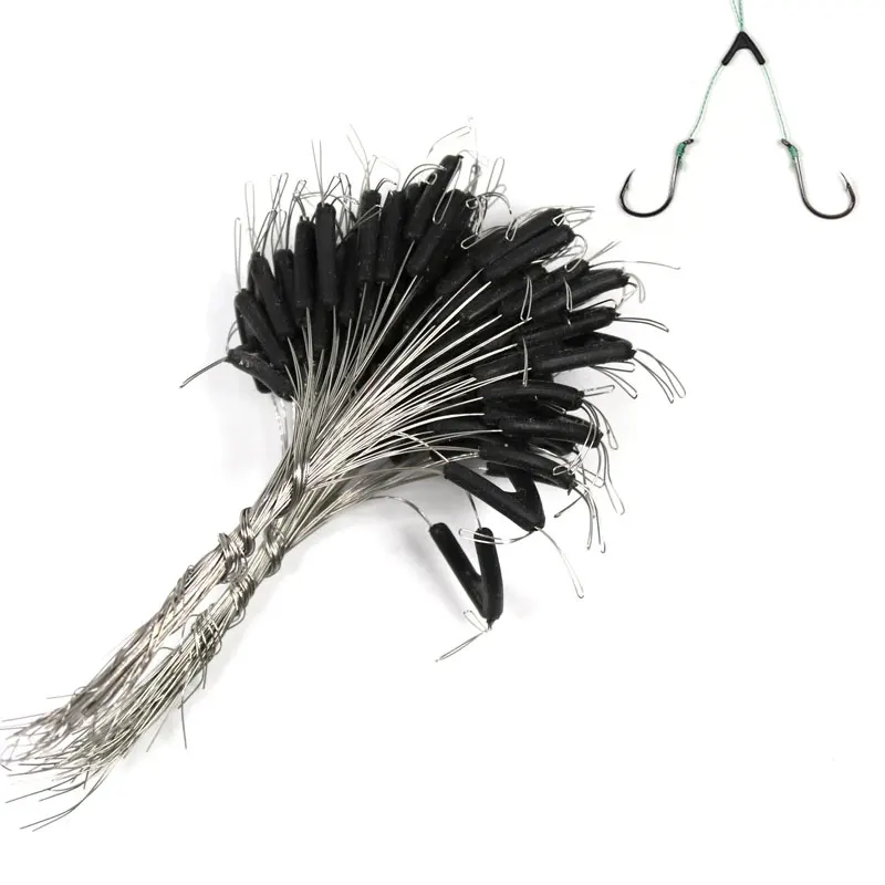 50 шт. двойные крючки контактор рыболовная леска концевое устройство два крючка