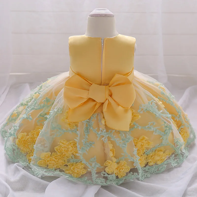 2022 Christmas Infantil Flower Dress For Girls 1st Birthday Party Wedding Lace Tutu Kids Clothes Baby Princess Vestido Costume