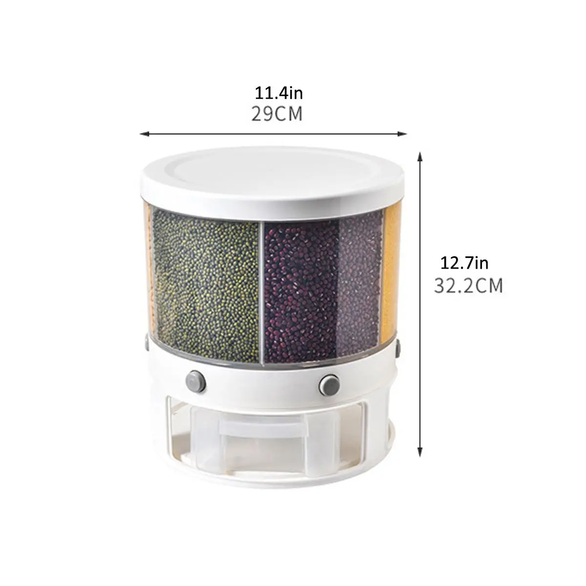 

10L 6 Grids Plastic Kitchen Cereal Dispenser Storage Box Rotating Moisture Proof Flour Dry Food Storage Dispenser Container Case