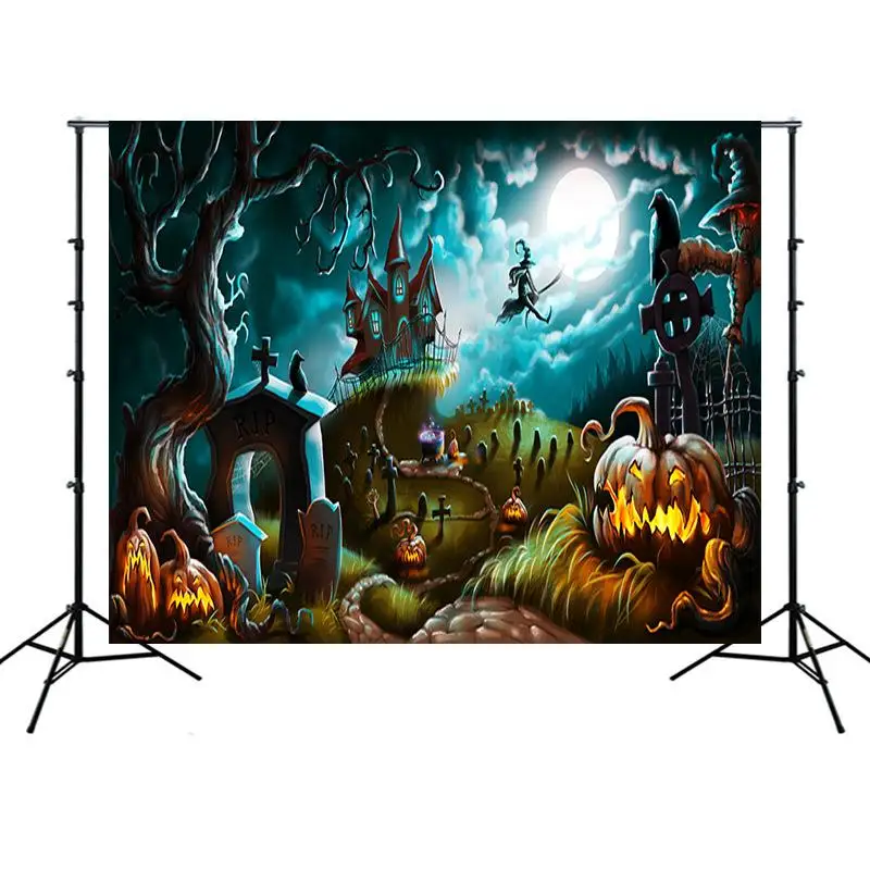 Тыква фонарь Дьявол Замок фотография Фон Ткань для семейной студии | Электроника