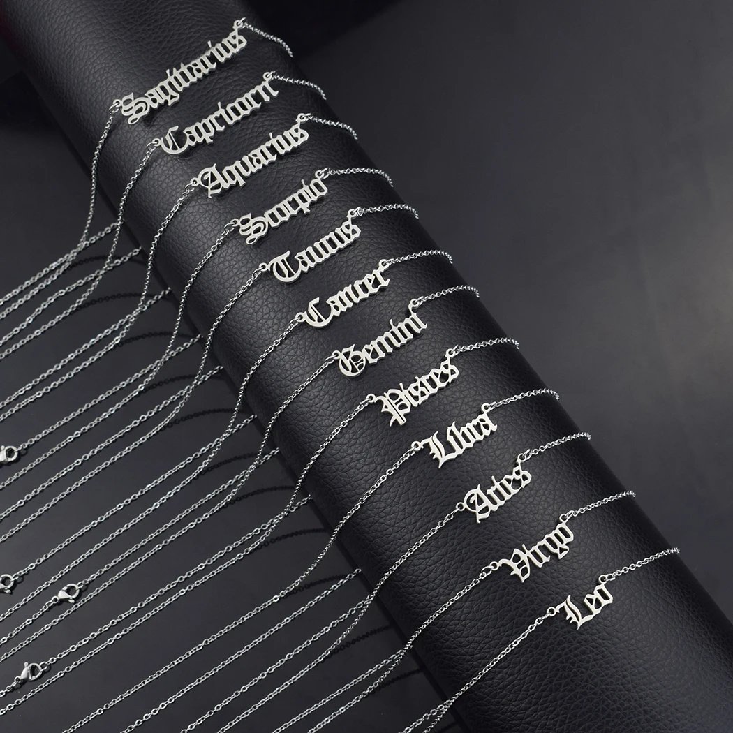 Панк 12 гороскоп Звезды зодиака ожерелье с подвеской со знаком Овен Лев созвездий