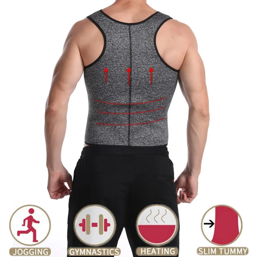 

Men's Sweat Sauna Vest Waist Trainer Body Shaper Neoprene Tank Top Compression Shirt Workout Fitness Back Support Gym Suit