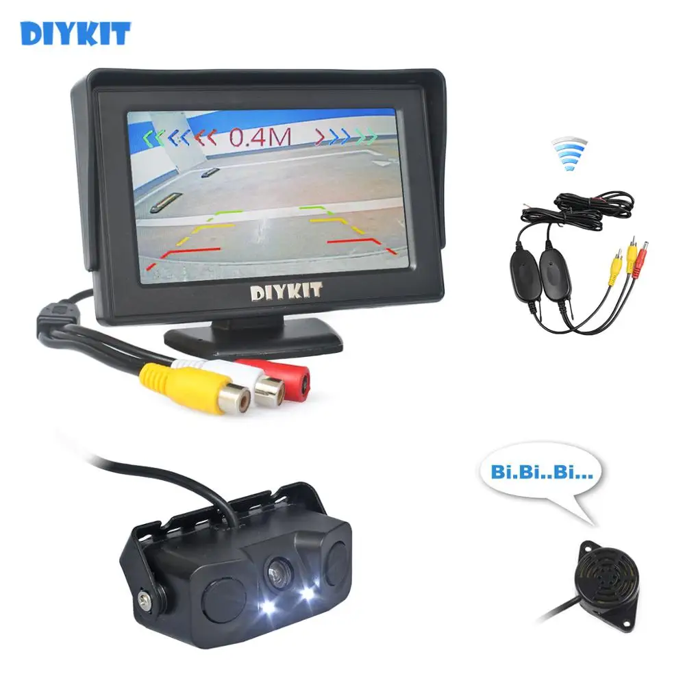 DIYKIT беспроводной 4 3 дюймовый цветной TFT ЖК монитор автомобиля + Водонепроницаемый