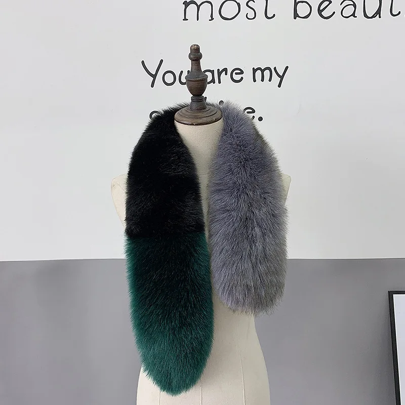 Элегантный женский толстый шарф из искусственного лисьего меха зажим для шеи