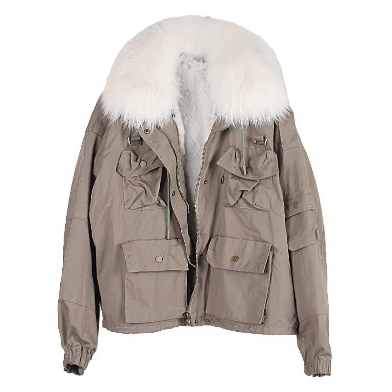 Бесплатная доставка * 2019 тканевое пальто пуховик из меха кролика Рекс куртка с