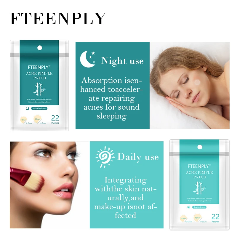 FTEENPLY Acne Pimple Patch Invisible Acne Treatment Stickers Face Mask Blemish Comedo Remover Facial Beauty Skin Care Tool 22PCS
