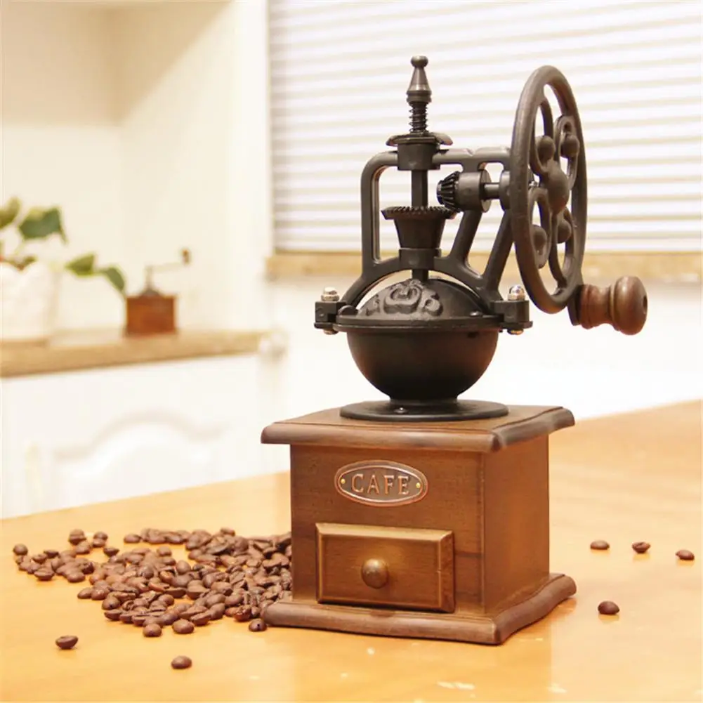 

Vintage coffee machine Ground Espresso Coffee Maker Manual Coffee Grinder Wooden Coffee Maker Corn Grain Grinders Coffee Tools
