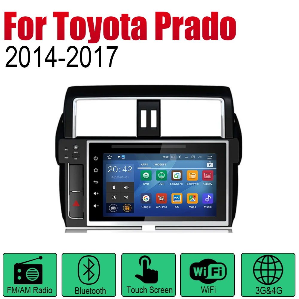 Автомагнитола на Android с GPS-навигацией стерео для Toyota Land Cruiser Prado 2014 2015 2016 2017 Bluetooth wifi