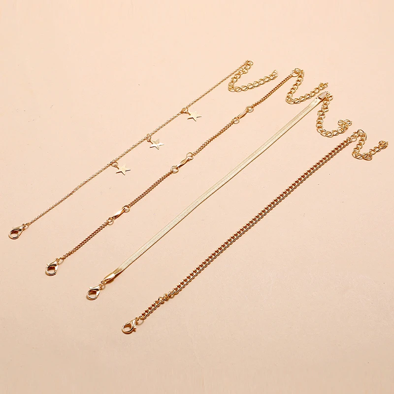 4 шт./компл. классические женские золото пляжные шорты набор ножных браслетов