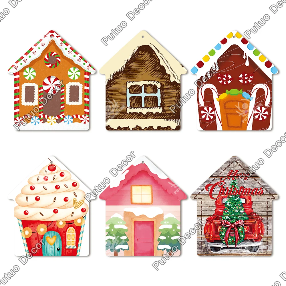 putuo decor gingerbread bakery house wood signs christmas decoration hanging sign cake wood plate for home door wall decor gifts free global shipping