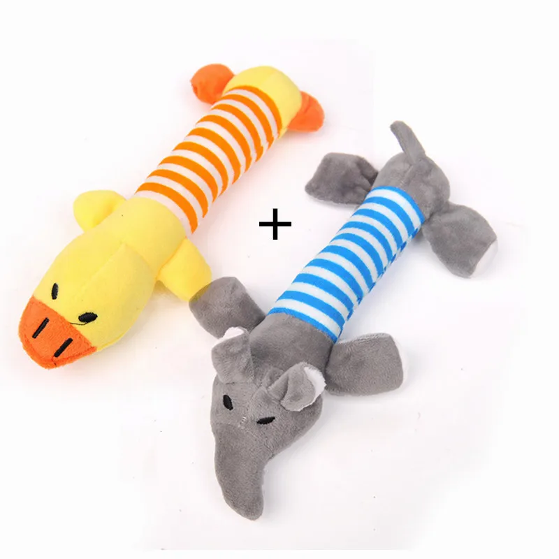 

Dog Accessorie Squeak Chew Dog Toy Sound Dolls Dog Cat Fleece Pet Funny Plush Toys Elephant Duck Pig Fit for All Pets Durability