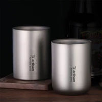 tiartisan outdoor pure titanium double insulation coffee cup personalized beer mug camping travel household water mug 200ml