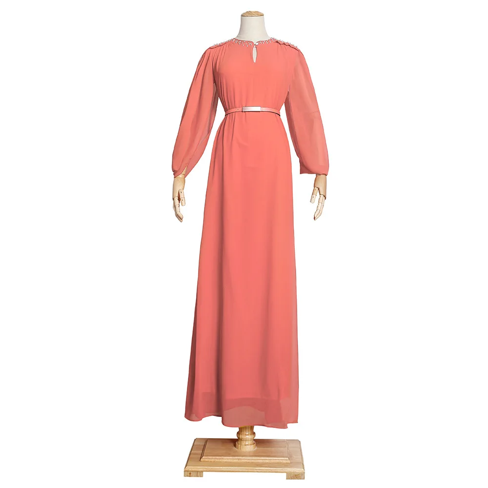 2022 Eid Mubarak Muslim Arabic Long Dress Abaya Dubai Kaftan Dresses Abayas For Women Robe Longue Islamic Clothing with belt
