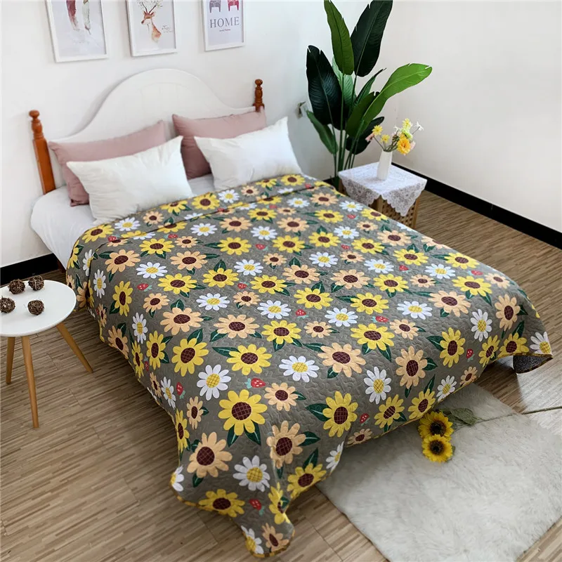 للبيع الأزهار المطبوعة الصيف إنهاء المفرش تنفس الفراش الصيف حاف مبطن بطانية الأوروبية غطاء سرير حجيرة Colcha