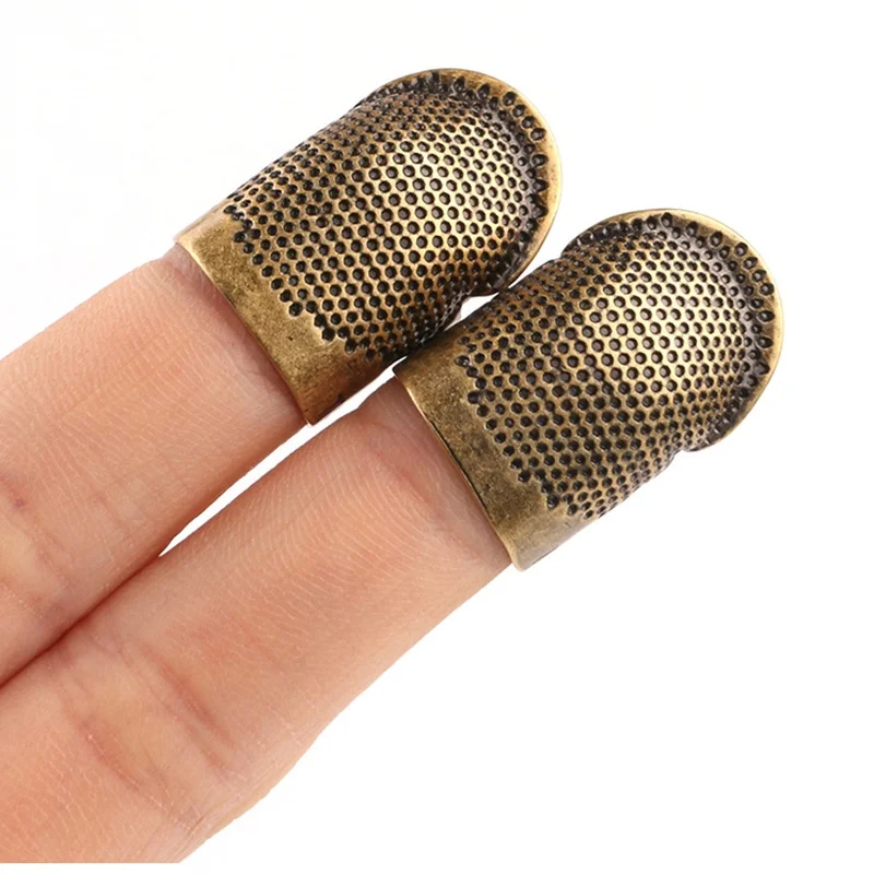 2pcs Safety Embroidery Metal Finger Protector Ring Vintage Wear Thimble Craft for Cross Stitch Weaving Sewing Tools kit | Дом и сад