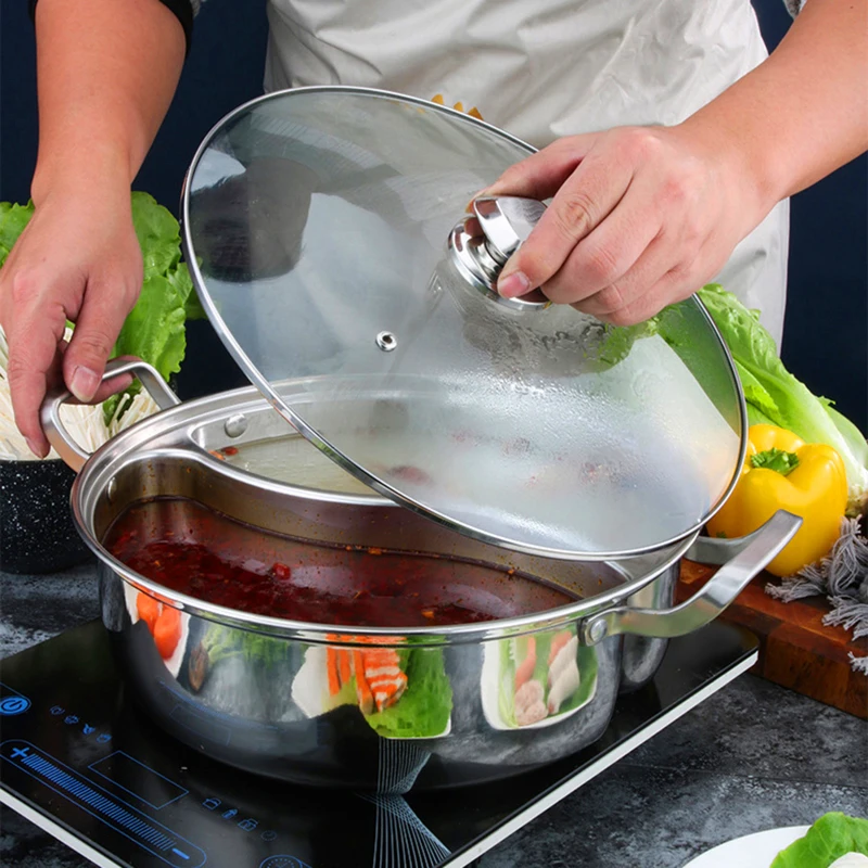 

Newest 32cm 304 Stainless Steel Pot hotpot Induction Cooker Gas Stove Compatible Pot Home Kitchen Cookware Soup Cooking Pot