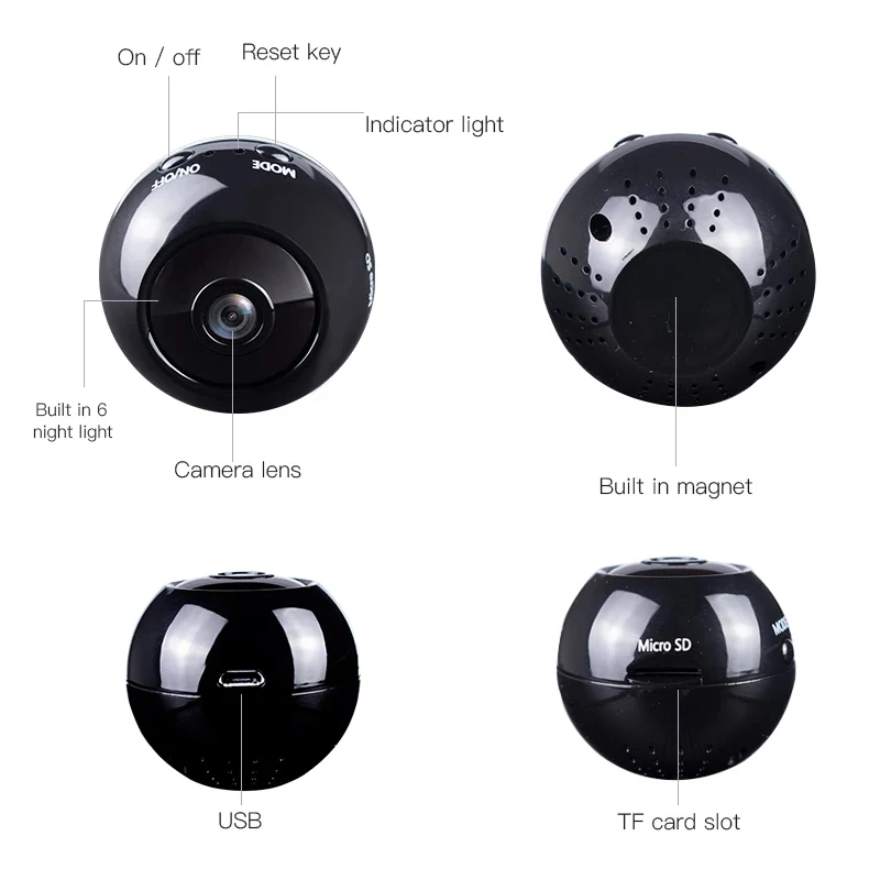 

Tuya Smart Mini Dome HD1080P Portable Camera Wifi Network Camera Wireless Network Remote Camera Surveillance Camera