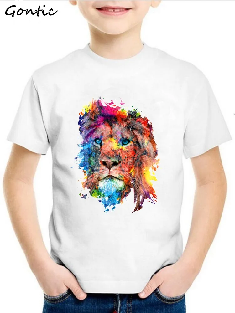 Коллекция 2019 года летняя одежда для малышей с принтом животных футболка