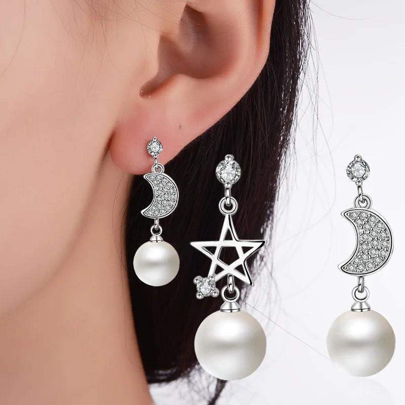 

Жемчужные украшения, романтичные висячие серьги со звездой для женщин, серебро 925 пробы, для помолвки, свадьбы, Простые Ювелирные изделия в ф...