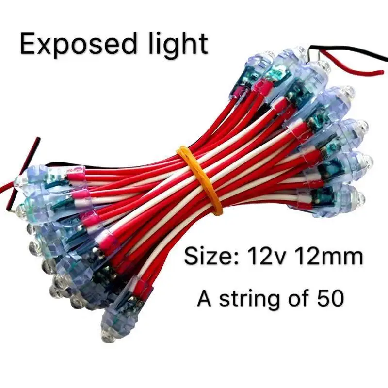LED light-emitting beads 12V outdoor advertising signs perforated beads colorful 5V 9mm waterproof exposed lamp string