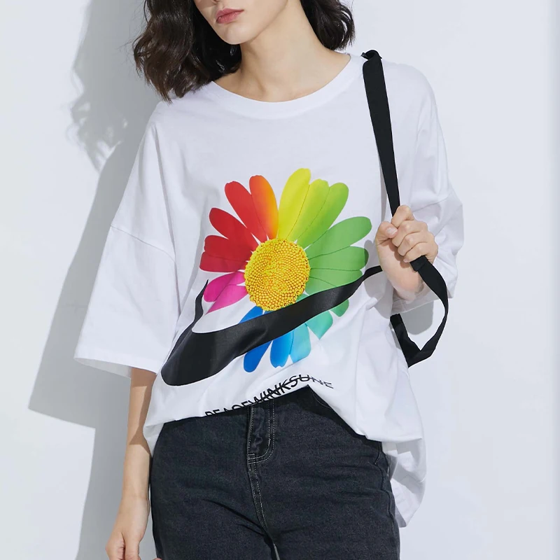 Женская футболка в Корейском стиле белая женская с круглым вырезом большого