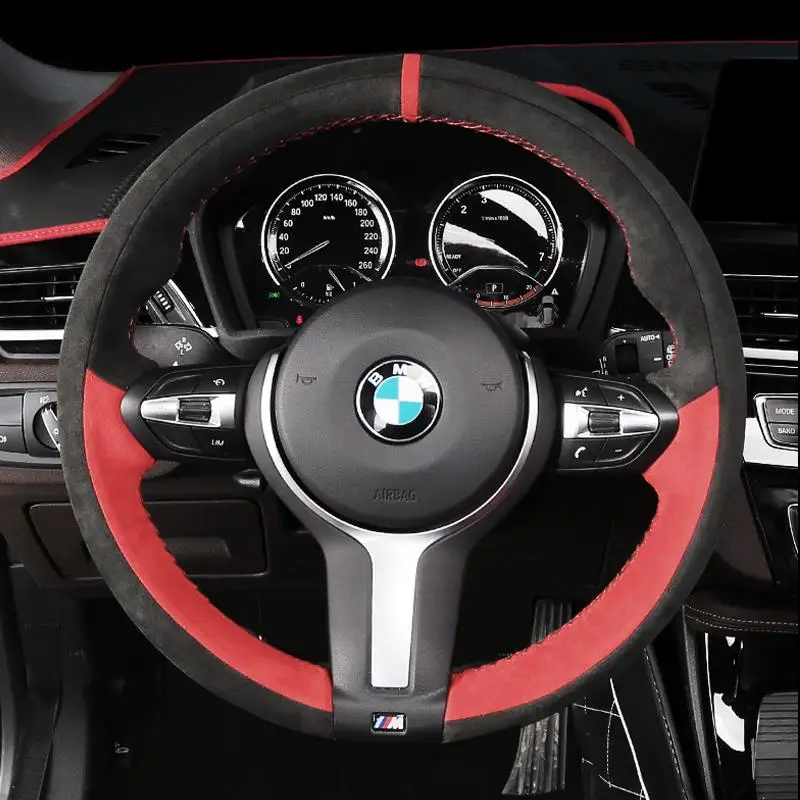 

hand-sewn suede Car steering wheel cover for BMW 3/5/6/GT7 series X1X3X4X5X6