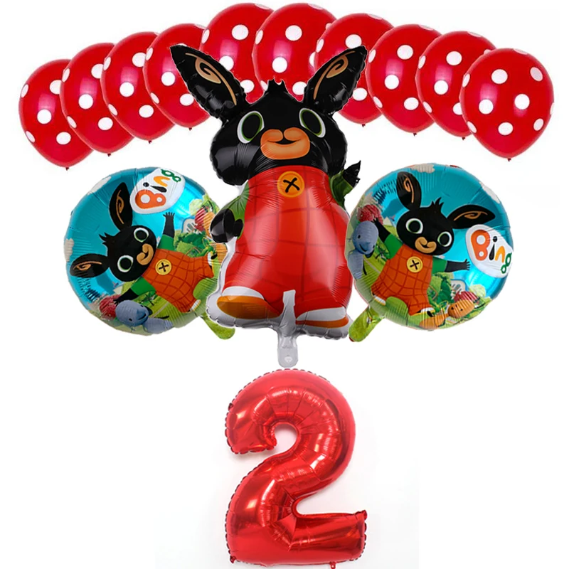 

Rabbit Party Decor Red Rabbit Number 0-9 Aluminum Foil Ballons Set Baby Birthday Party Decorations Wholesale Latex Balloons