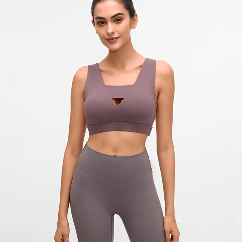 New Shockproof Sports Bra Women Gym Fitness Push Up Bras Deep V sexy hollow Yoga Bra Back Cross Ladies Run Bras fitness Top