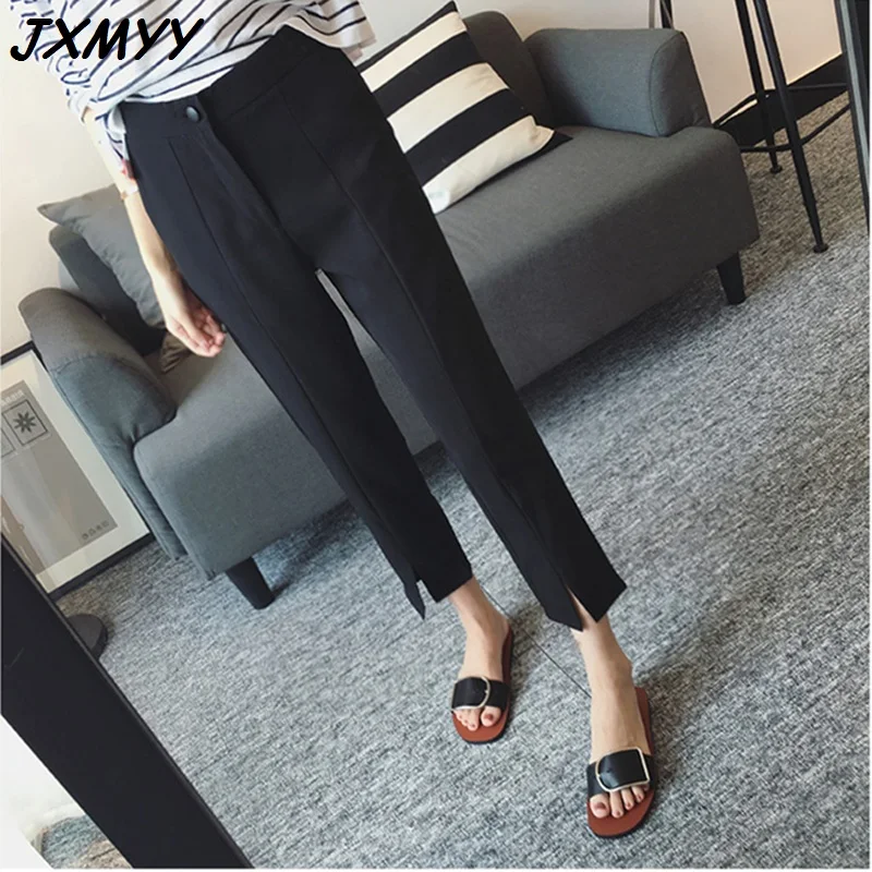 

Women's suit pants fat mm 2020 spring and summer new Korean version of Harlan plus size casual nine-point straight-leg pants 5XL