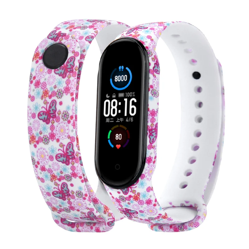 Strap For Xiaomi Mi Band 4 3 5 6 watch band Creative graffiti style Silicone bracelet replacement For XiaoMi band 4 5 Wristband images - 6