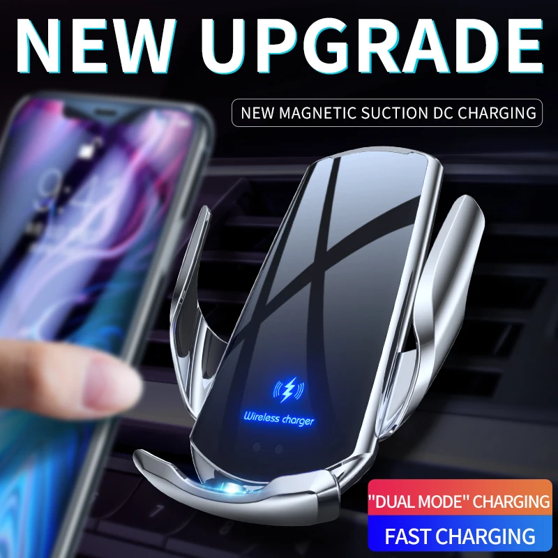 

Car wireless charging mobile phone bracket 15W induction open and close automotive navigation frame black technology automotive