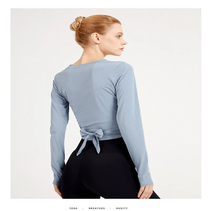 Strap Long Sleeve Yoga Shirts Women Solid Color Sport Fitness Yoga Top Breathable Loose Quick Dry T-shirt Running Jacket Mujer