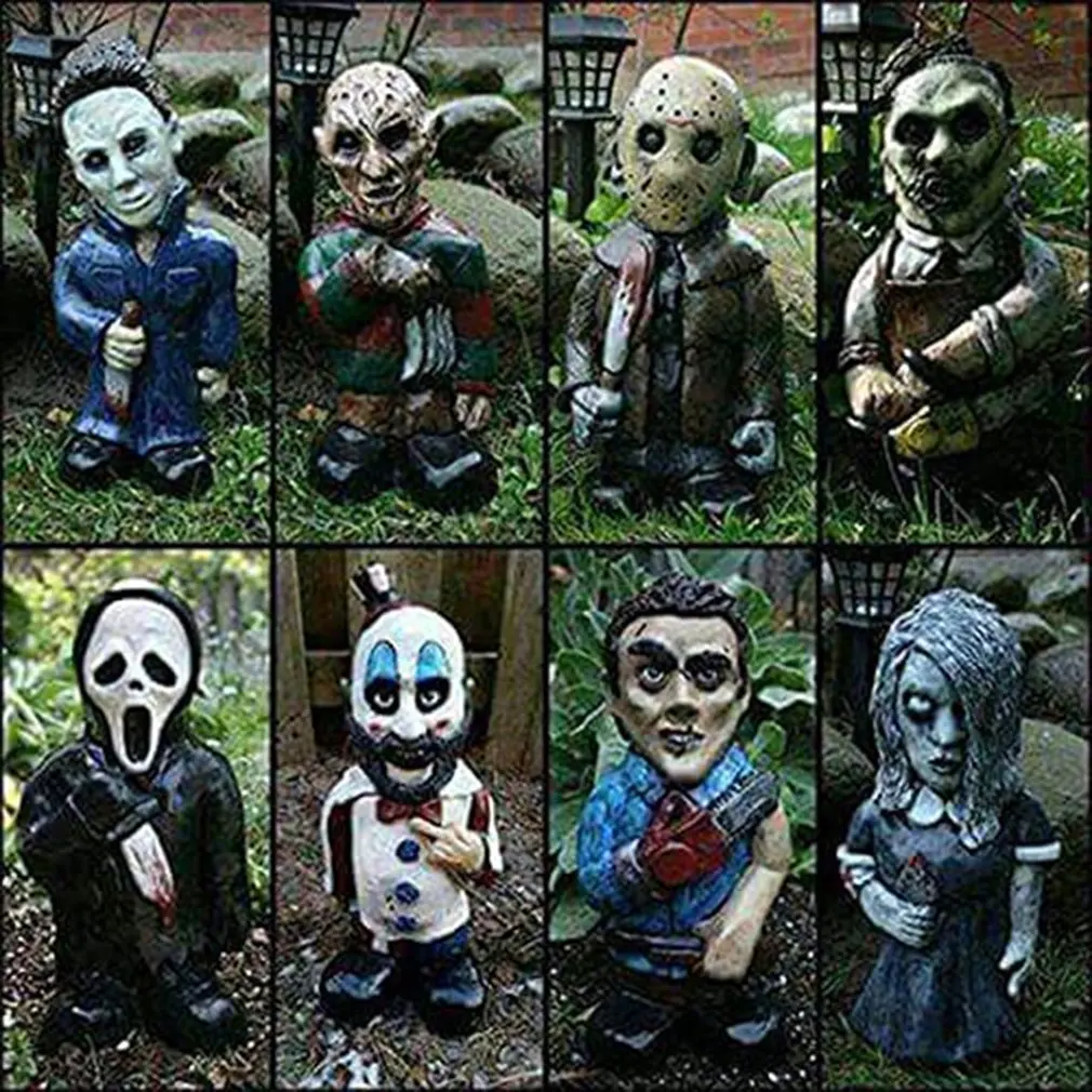 

Horror Movie Garden Gnomes Nightmare Spooky Undead Halloween Sculpture Scary Resin Figurine Garden Statue