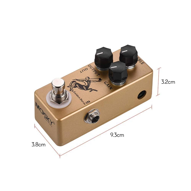 

MOSKY 2 Pcs Horse Guitar Effect Pedal Overdrive Guitar Pedal Full Metal Shell True Bypass Guitar Parts and Accessories , Gold &