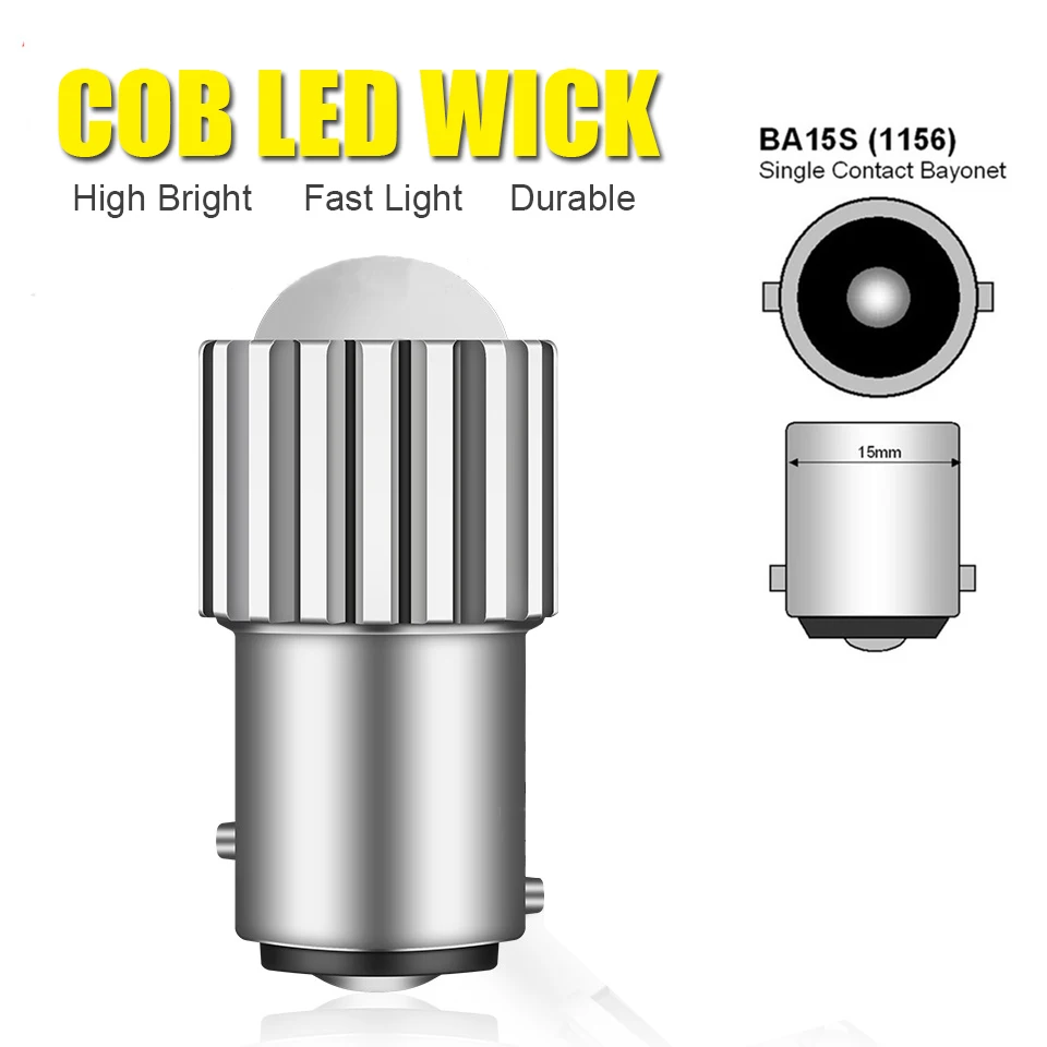 

1PCS COB P21w Led Car Light Aluminum Focused Lens 1156 Auto Reverse Light Lamp Bulb Durable Brake Light Ba15s White Super Bright